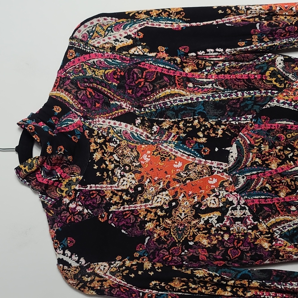 FREE PEOPLE All Dolled Up Paisley High Neck Open Back Long Sleeve Mini Dress Sm - Picture 4 of 16